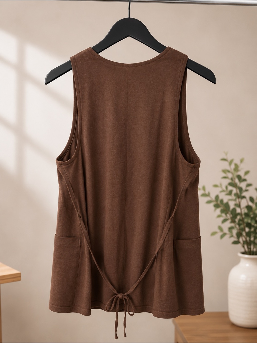 Zenana Chocolate Brown Button-Front Vest - Picture 2 of 2